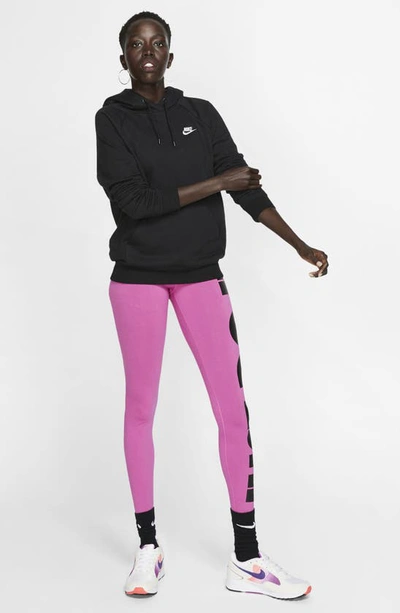 Shop Nike Sportswear Essential Pullover Fleece Hoodie In Black/ White
