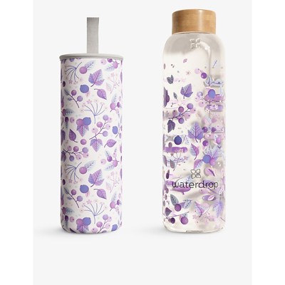 Waterdrop Edition Boost Graphic-print Glass Bottle 600ml In Purple