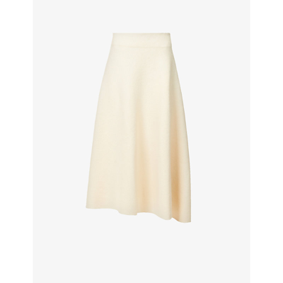 Shop Jil Sander Relaxed-fit A-line Wool Midi Skirt In Ecru
