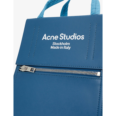Shop Acne Studios Baker Small Leather And Nylon Tote Bag In Powder Blue/blue