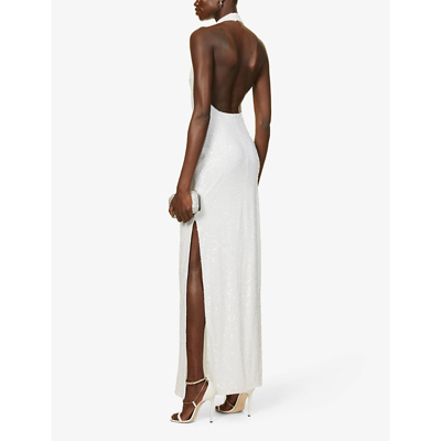 Shop Galvan London Women's 100white Salina Sequin-embellished Woven Maxi Dress