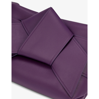Shop Acne Studios Musubi Knot-embellished Leather Shoulder Bag In Violet Purple