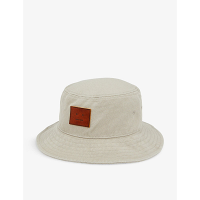Shop Acne Studios Buko Face-patch Cotton Bucket Hat In Mushroom Beige