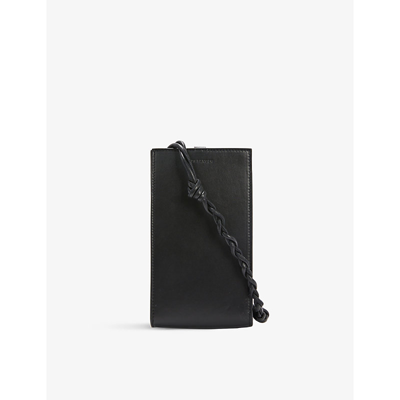 Shop Jil Sander Tangle Leather Cross-body Phone Case In Black