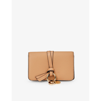 Shop Chloé Alphabet Logo-charm Leather Wallet In Light Tan