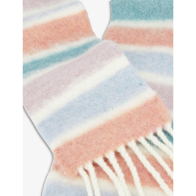 Shop Acne Studios Vesuvio Striped Wool-blend Scarf In Aqua Blue/pink