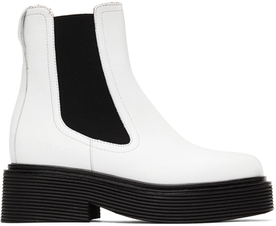 Shop Marni White & Black Leather Chelsea Boots In 00w01 Lily White