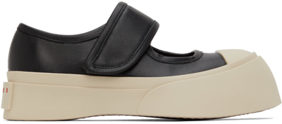 Shop Marni Black & Off-white Pablo Mary-jane Sneakers In 00n99 Black
