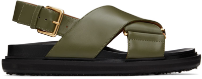 Marni Fussbett Colour-block Leather Sandals In 00v69 Dark Olive