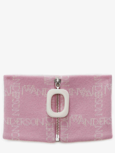 Shop Jw Anderson Intarsia Neckband With Logo Grid In Pink