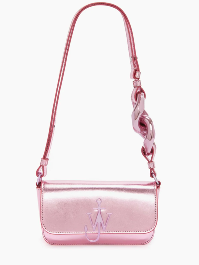 Shop Jw Anderson Anchor Chain Baguette - Leather Shoulder Bag In Pink