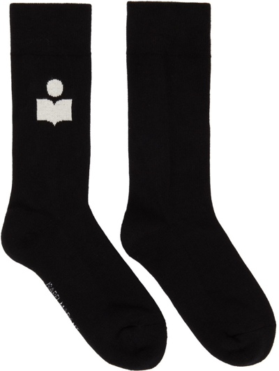 Shop Isabel Marant Black Sporty Logo Socks In 01bk Black