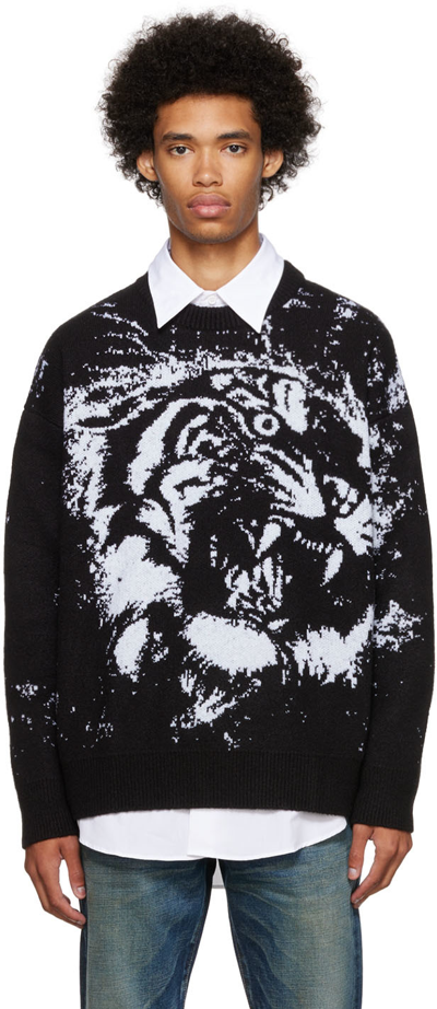 Shop Just Cavalli Black Jacquard Sweater In 900j Black Jacquard