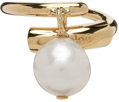 Shop Chloé Gold Darcey Ring In 105 Pearl