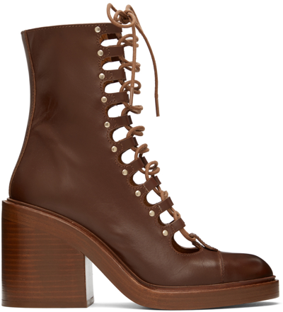 Shop Chloé Brown May Ankle Boots In 25n Tannish Brown