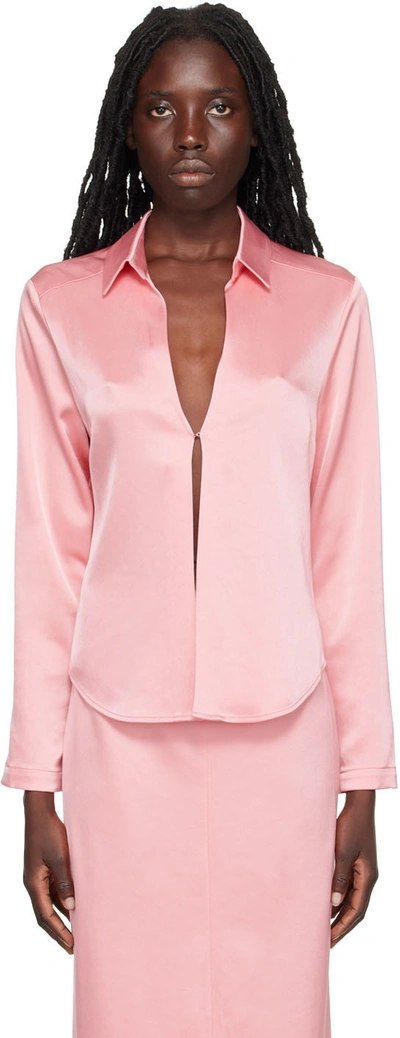 Shop Paris Georgia Pink Sateen Shirt In Dusty Pink