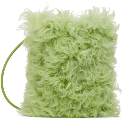 Shop Dries Van Noten Green Shearling Small Shoulder Bag In 601 Light Green
