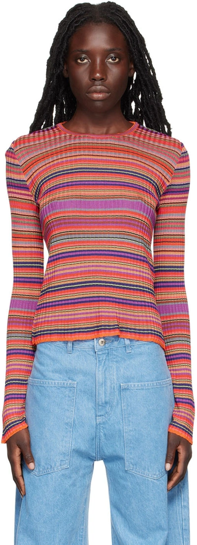 Shop Marques' Almeida Red Stripe Sweater In Multi Stripe
