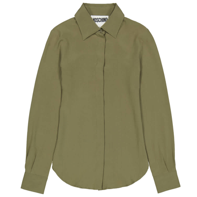 Moschino Ladies Olive Button Down Blouse In Olive