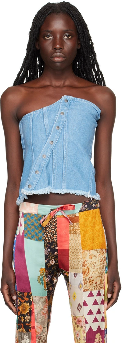 Marques' Almeida Blue Patchwork Corset In Blue