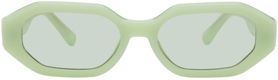 Shop Attico Green Linda Farrow Edition Irene Sunglasses