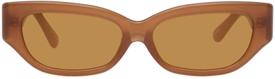 Shop Attico Brown Linda Farrow Edition Vanessa Sunglasses In Brown/bronze/bronze