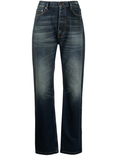 Shop Balenciaga High-waisted Straight-leg Jeans In Blue