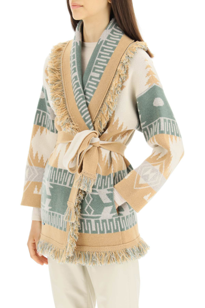 Shop Alanui Icon Cardigan In Jacquard Cashmere In Multicolor