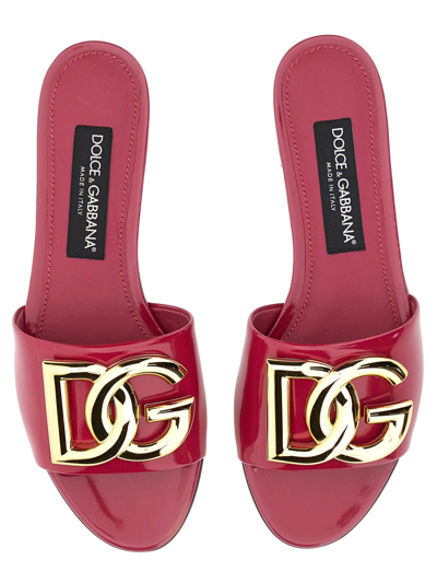 Shop Dolce & Gabbana Dg Logo Slide Sandal In Purple