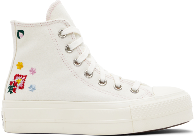 Shop Converse White Chuck Taylor All Star Lift Sneakers In Egret/black/pink Foa