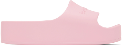 Shop Balenciaga Pink Chunky Slides In 5300 Light Pink/whit