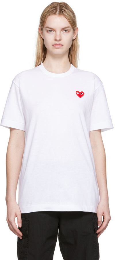 Shop Comme Des Garçons Play White Heart Patch T-shirt