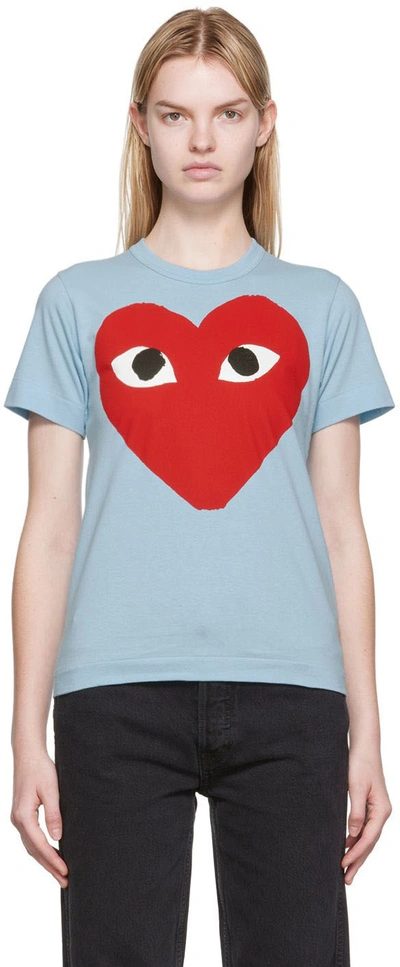 Shop Comme Des Garçons Play Blue Big Heart T-shirt