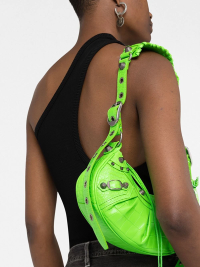 Shop Balenciaga Xs Le Cagole Shoulder Bag In Green