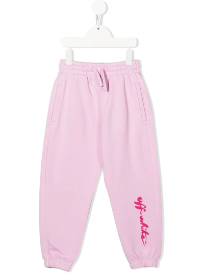 Shop Off-white Script Logo-print Track Pants In Pink