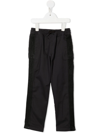 Shop Kenzo Drawstring Straight-leg Trousers In Grey