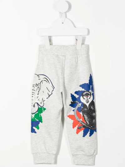 Shop Kenzo Logo-print Cotton Track Pants In Grey
