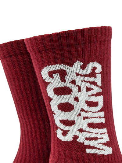 Shop Stadium Goods Ribbed Logo "dark Rose" Socks In Red