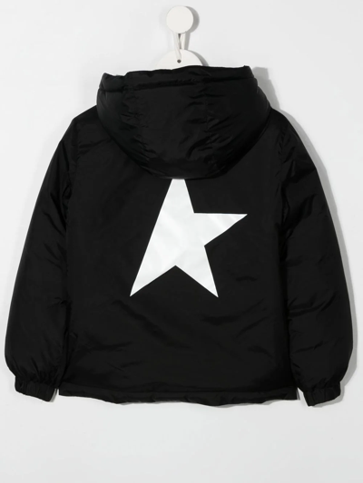 Shop Golden Goose Logo Zipped Hooded Jacket In Black