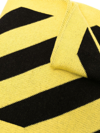 Shop Off-white Diag-stripe Print Scarf In Yellow