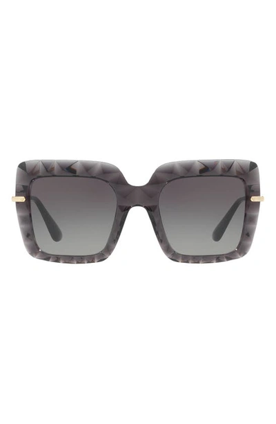 Shop Dolce & Gabbana 51mm Square Faceted Sunglasses In Transparent Grey