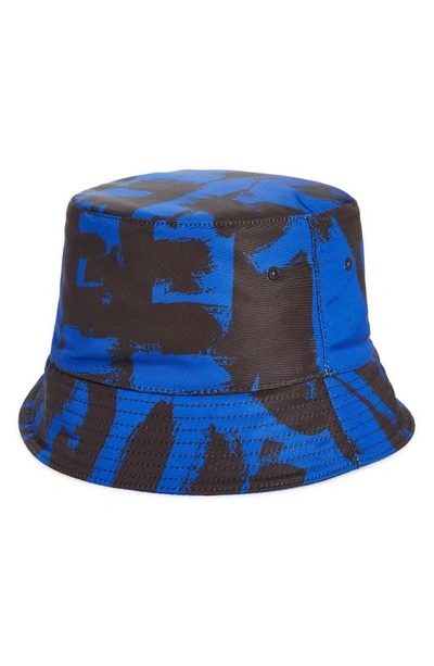 Shop Alexander Mcqueen Graffiti Logo Bucket Hat In Royal/ Black