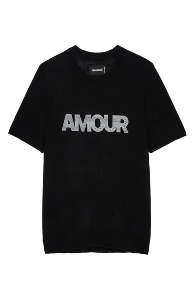 Shop Zadig & Voltaire Amour Cashmere Graphic Tee In Noir