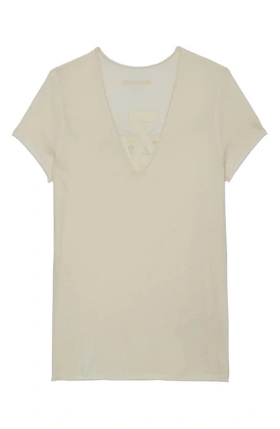 Zadig & Voltaire Story Wings Fishnet Cotton T-shirt In Sugar