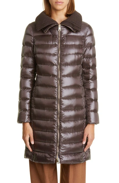 Shop Herno Elisa Down Puffer Coat In 8800/ Marrone Scuro