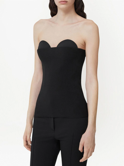 Shop Burberry Strapless Corset Top In Black