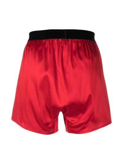 Tom Ford Logo Waistband Boxer Shorts In Red