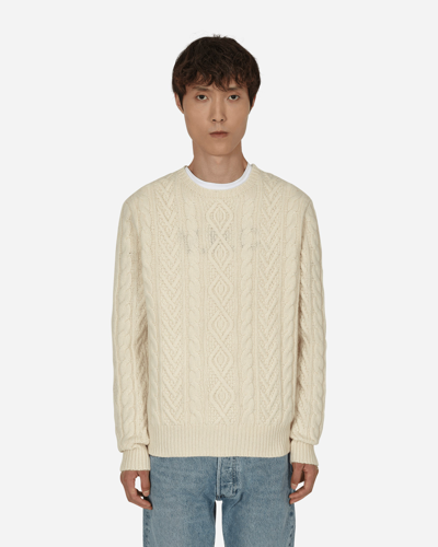 Shop Polo Ralph Lauren Basic Crewneck Sweater Beige In White