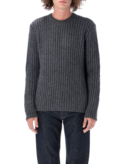 Shop Apc A.p.c. Crewneck Knitted Sweater In Grey