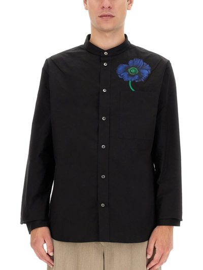 Shop Kenzo Poppy Long Sleeve Shirt In Black